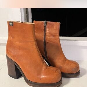 Free People Tan Leather Heeled Boots